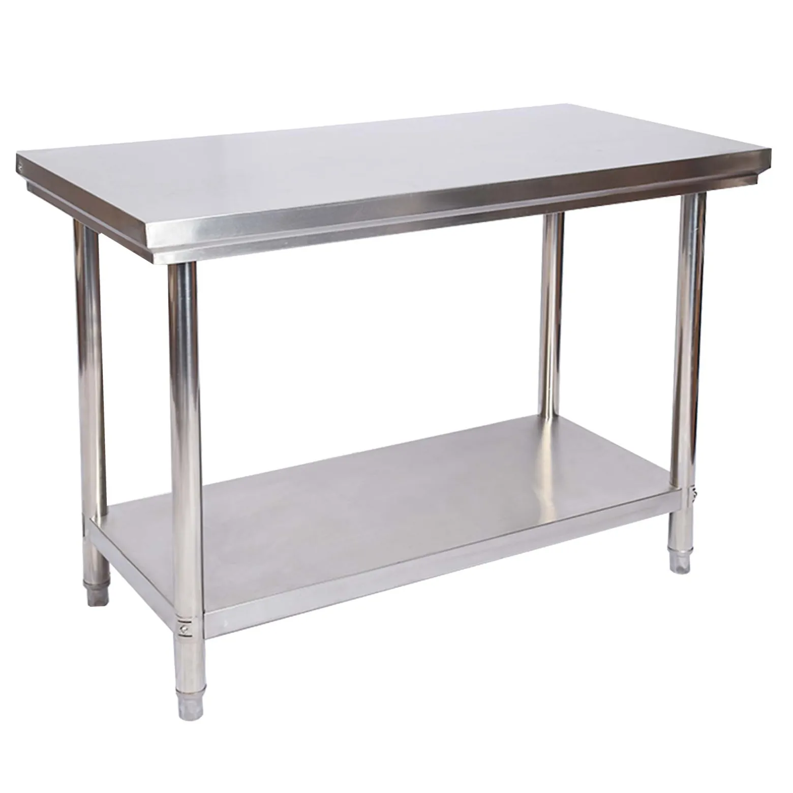 Wiltec Edelstahl Tisch Arbeitstisch Edelstahltisch mit Ablage 120x60x85cm für Gastro Küche Werkstatt Garten Keller mit höhenverstellbare Füßen