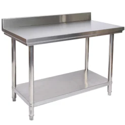 Wiltec Edelstahl Tisch Arbeitstisch Edelstahltisch mit Aufkantung 100x60x85cm für Gastro Küche Werkstatt Garten Keller mit höhenverstellbare Füßen