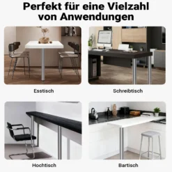 Wiltec Edelstahl Tischbein 4er Set Möbelfuss Verstellbar Ø60mm 710mm Chrom