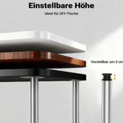 Wiltec Edelstahl Tischbein 4er Set Möbelfuss Verstellbar Ø60mm 870mm Chrom