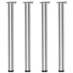Wiltec Edelstahl Tischbein 4er Set Möbelfuss Verstellbar Ø60mm 870mm Chrom