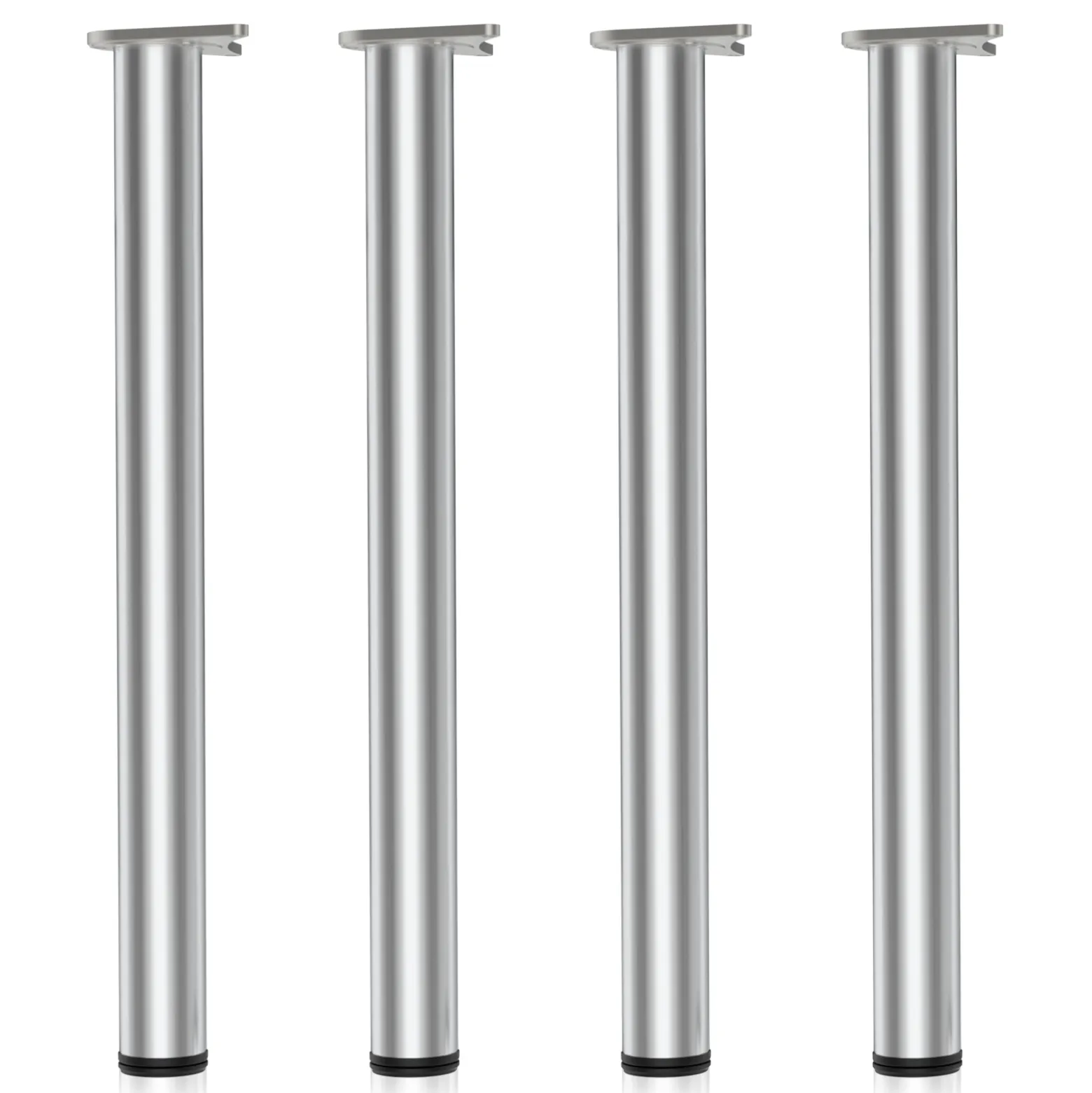 Wiltec Edelstahl Tischbein 4er Set Möbelfuss Verstellbar Ø60mm 870mm Chrom