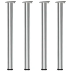 Wiltec Edelstahl Tischbein 4er Set Möbelfuss Verstellbar Ø60mm 710mm Nickel