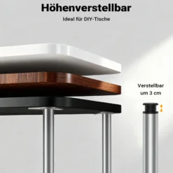 Wiltec Edelstahl Tischbein 4er Set Möbelfuss Verstellbar Ø60mm 710mm Nickel