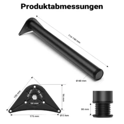 Wiltec Edelstahl Tischbein Set, schwarz, 4 Möbelfüße Ø 60 mm und mit verstellbarer Länge 710-740 mm, bis 200 kg Tragkraft