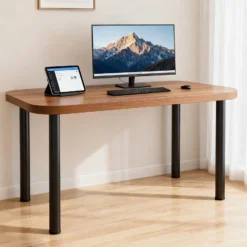 Wiltec Edelstahl Tischbein Set, schwarz, 4 Möbelfüße Ø 60 mm und mit verstellbarer Länge 710-740 mm, bis 200 kg Tragkraft
