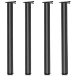 Wiltec Edelstahl Tischbein Set, schwarz, 4 Möbelfüße Ø 60 mm und mit verstellbarer Länge 710-740 mm, bis 200 kg Tragkraft