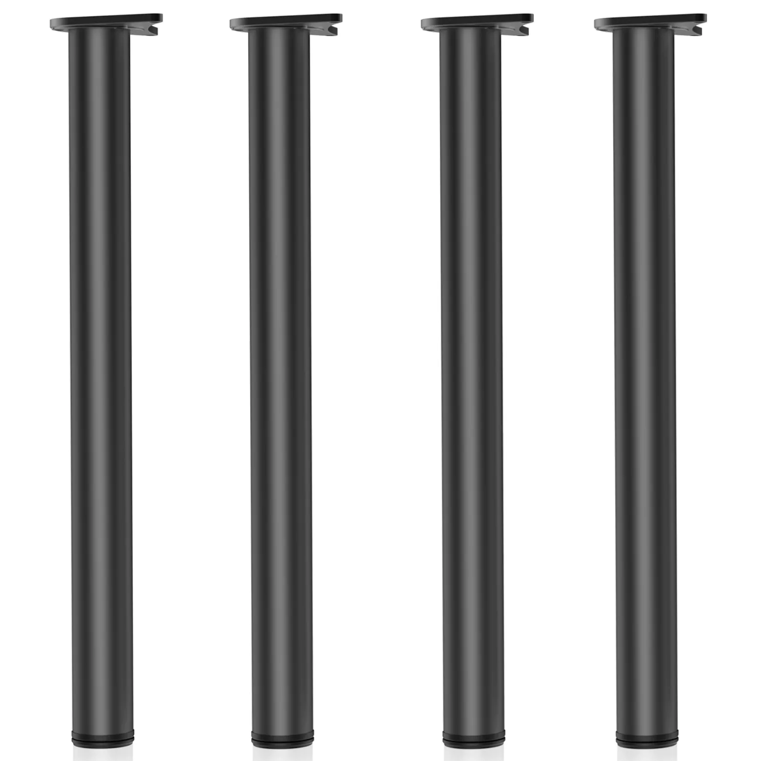 Wiltec Edelstahl Tischbein Set, schwarz, 4 Möbelfüße Ø 60 mm und mit verstellbarer Länge 710-740 mm, bis 200 kg Tragkraft