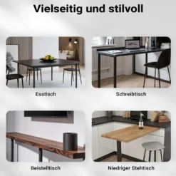Wiltec Edelstahl Tischbein Set, schwarz, 4 Möbelfüße Ø 60 mm und mit verstellbarer Länge 870-900 mm, bis 200 kg Tragkraft