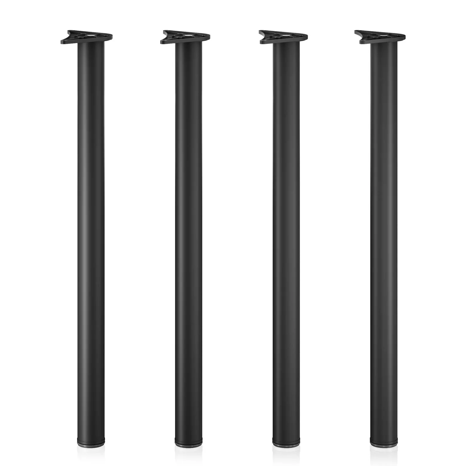 Wiltec Edelstahl Tischbein Set, schwarz, 4 Möbelfüße Ø 60 mm und mit verstellbarer Länge 870-900 mm, bis 200 kg Tragkraft
