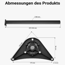 Wiltec Edelstahl Tischbein Set, schwarz, 4 Möbelfüße Ø 60 mm und mit verstellbarer Länge 870-900 mm, bis 200 kg Tragkraft