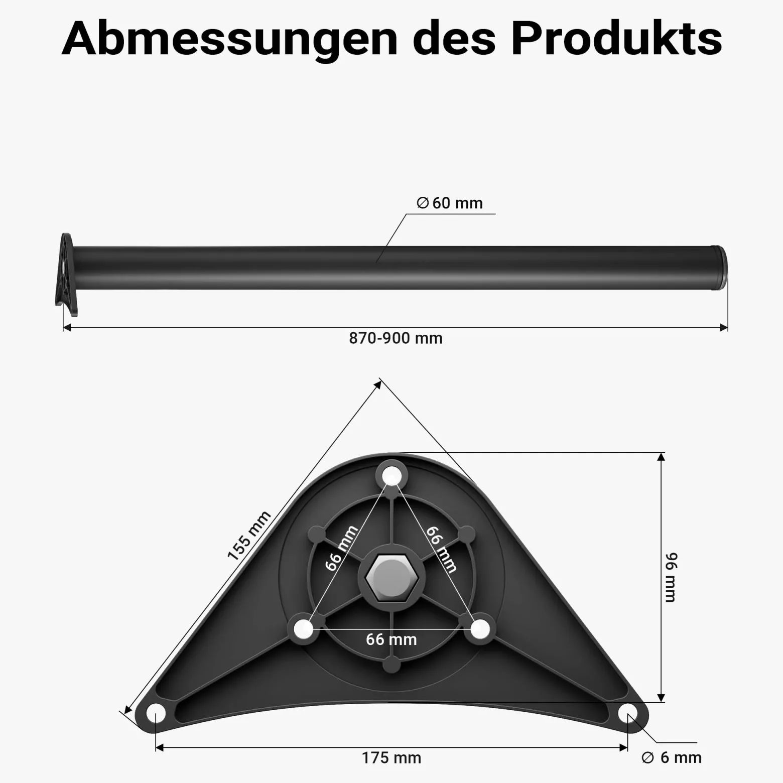 Wiltec Edelstahl Tischbein Set, schwarz, 4 Möbelfüße Ø 60 mm und mit verstellbarer Länge 870-900 mm, bis 200 kg Tragkraft