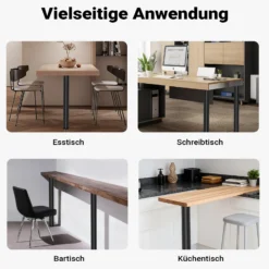 Wiltec Edelstahl Tischbein Set, schwarz, 4 Möbelfüße Ø 60 mm und mit verstellbarer Länge 820-850 mm, bis 200 kg Tragkraft