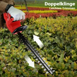 Wiltec Elektrische Heckenschere 520 W, Heckenschneider mit Schnittlänge 450 mm, Heckensäge mit Schnellstopp-Bremse, Freischneider mit Handschutz