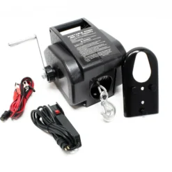 Wiltec Elektrische Seilwinde 12V 280W bis 2721kg, 1,38m/min, Motorwinde 9,2m Stahlseil, Elektroseilwinde mit Haken und Fernbedienung