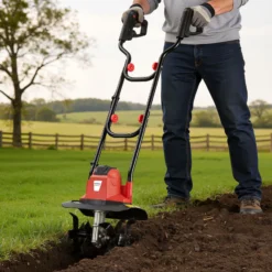 Wiltec Elektro Bodenfräse 1050 W mit 380 U/min, Kultivator mit 220 mm Arbeitstiefe, Gartenfräse mit 16 Klingen, Bodenhacke mit ergonomischem Handgriff