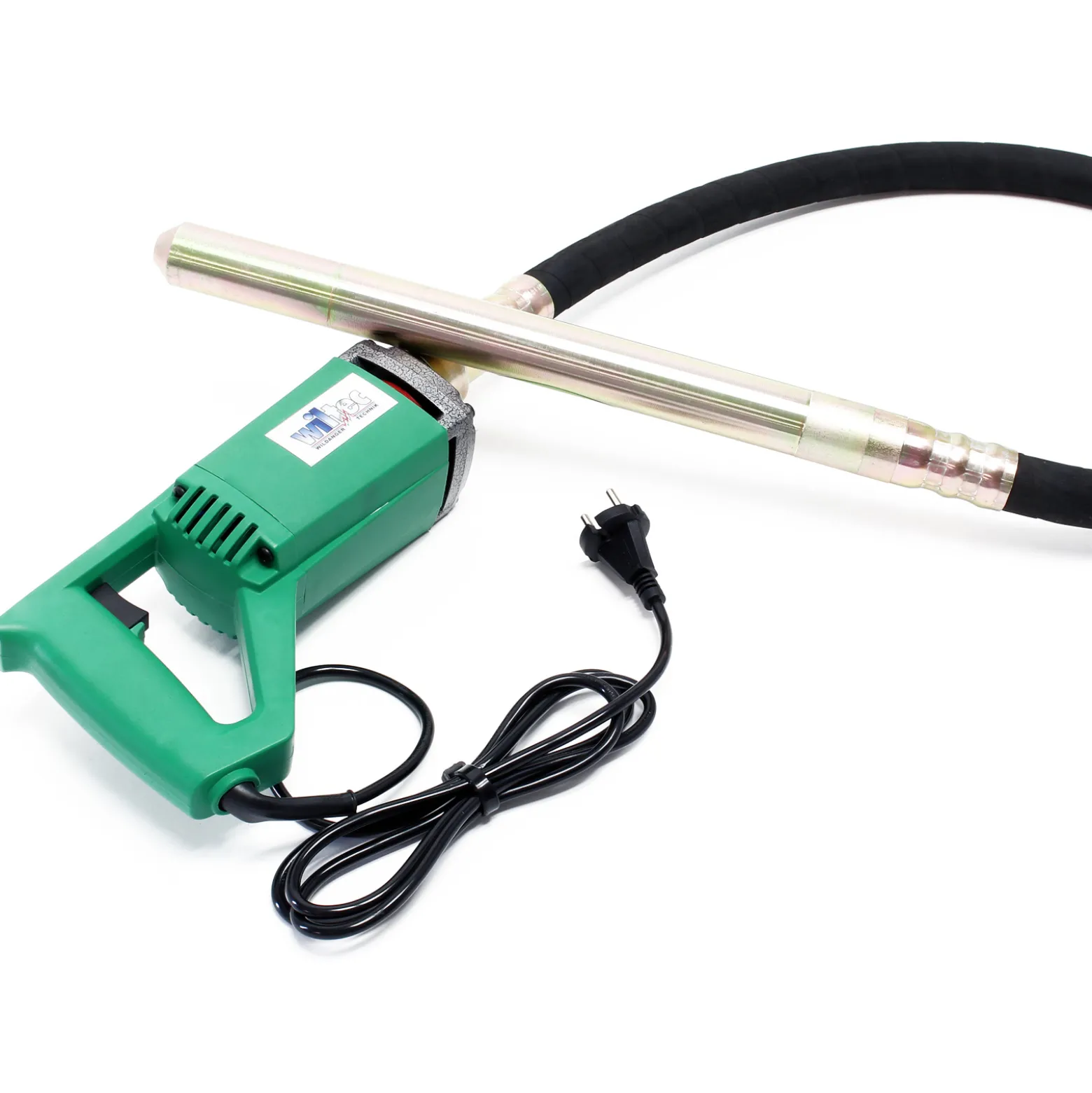 Wiltec Elektro Einhand Betonrüttler 580 W, Betonverdichter mit Ø 35 mm Rüttelflasche mit 200 cm Schlauchlänge, Flaschenrüttler mit flexibler Welle