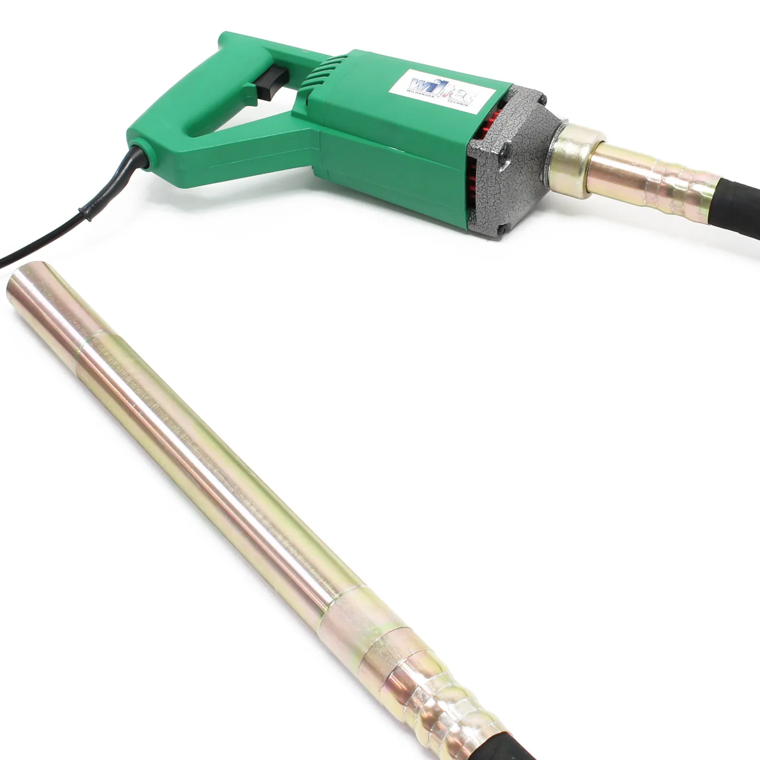 Wiltec Elektro Einhand Betonrüttler 580 W, Betonverdichter mit Ø 35 mm Rüttelflasche mit 150 cm Schlauchlänge, Flaschenrüttler mit flexibler Welle