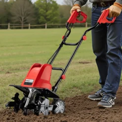 Wiltec Elektro Gartenhacke 1500 W mit 400 U/min, elektrische Gartenfräse mit 220 mm Arbeitstiefe, Motorhacke mit 24 Klingen, Bodenfräse auf Rädern