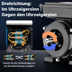 Wiltec Elektromotor 1-phasig, Elektro Motor 4-polig 0,75 kW, Einphasen Wechselstrommotor 1400 U/min, Induktionsmotor Aluminium, kompakter Motor