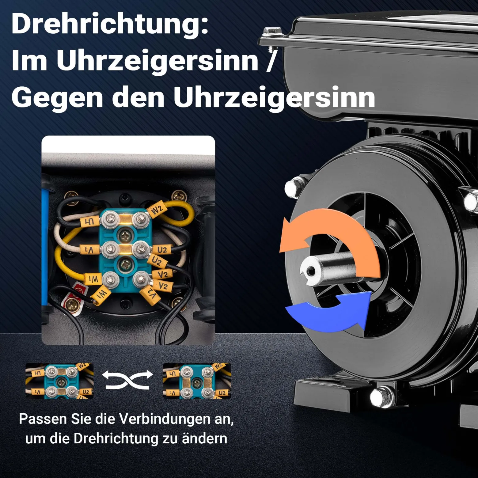 Wiltec Elektromotor 1-phasig, Elektro Motor 4-polig 0,75 kW, Einphasen Wechselstrommotor 1400 U/min, Induktionsmotor Aluminium, kompakter Motor