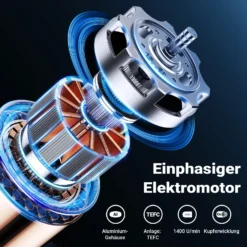 Wiltec Elektromotor 1-phasig, Elektro Motor 4-polig 0,37 kW, Einphasen Wechselstrommotor 1400 U/min, Induktionsmotor Aluminium, kompakter Motor