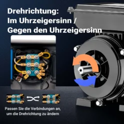 Wiltec Elektromotor 1-phasig, Elektro Motor 4-polig 0,55 kW, Einphasen Wechselstrommotor 1400 U/min, Induktionsmotor Aluminium, kompakter Motor