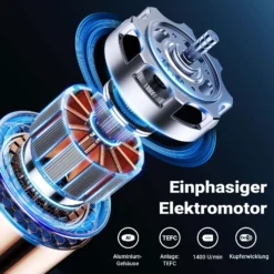 Wiltec Elektromotor 1-phasig, Elektro Motor 4-polig 0,55 kW, Einphasen Wechselstrommotor 1400 U/min, Induktionsmotor Aluminium, kompakter Motor