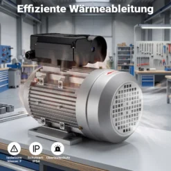 Wiltec Elektromotor 230 V 2,2 kW (3 PS) 1-phasig 2-polig E-Motor mit Anlaufkondensator 2850 U/min und Aluminiumwicklung