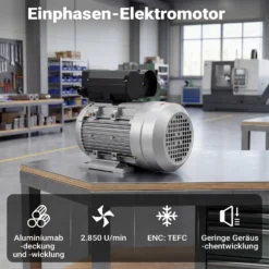 Wiltec Elektromotor 230 V 2,2 kW (3 PS) 1-phasig 2-polig E-Motor mit Anlaufkondensator 2850 U/min und Aluminiumwicklung