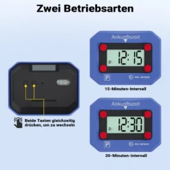 Wiltec elektronische Parkscheibe, digitale Parkuhr mit KBA-Zulassung, Parkscheibe automatisch mit Nachtmodus & SOS-Signal für Auto