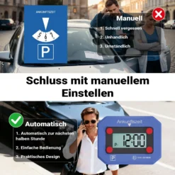 Wiltec elektronische Parkscheibe, digitale Parkuhr mit KBA-Zulassung, Parkscheibe automatisch mit Nachtmodus & SOS-Signal für Auto