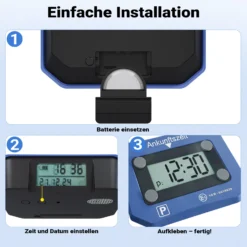 Wiltec elektronische Parkscheibe, digitale Parkuhr mit KBA-Zulassung, Parkscheibe automatisch mit Nachtmodus & SOS-Signal für Auto