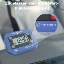 Wiltec elektronische Parkscheibe, digitale Parkuhr mit KBA-Zulassung, Parkscheibe automatisch mit Nachtmodus & SOS-Signal für Auto