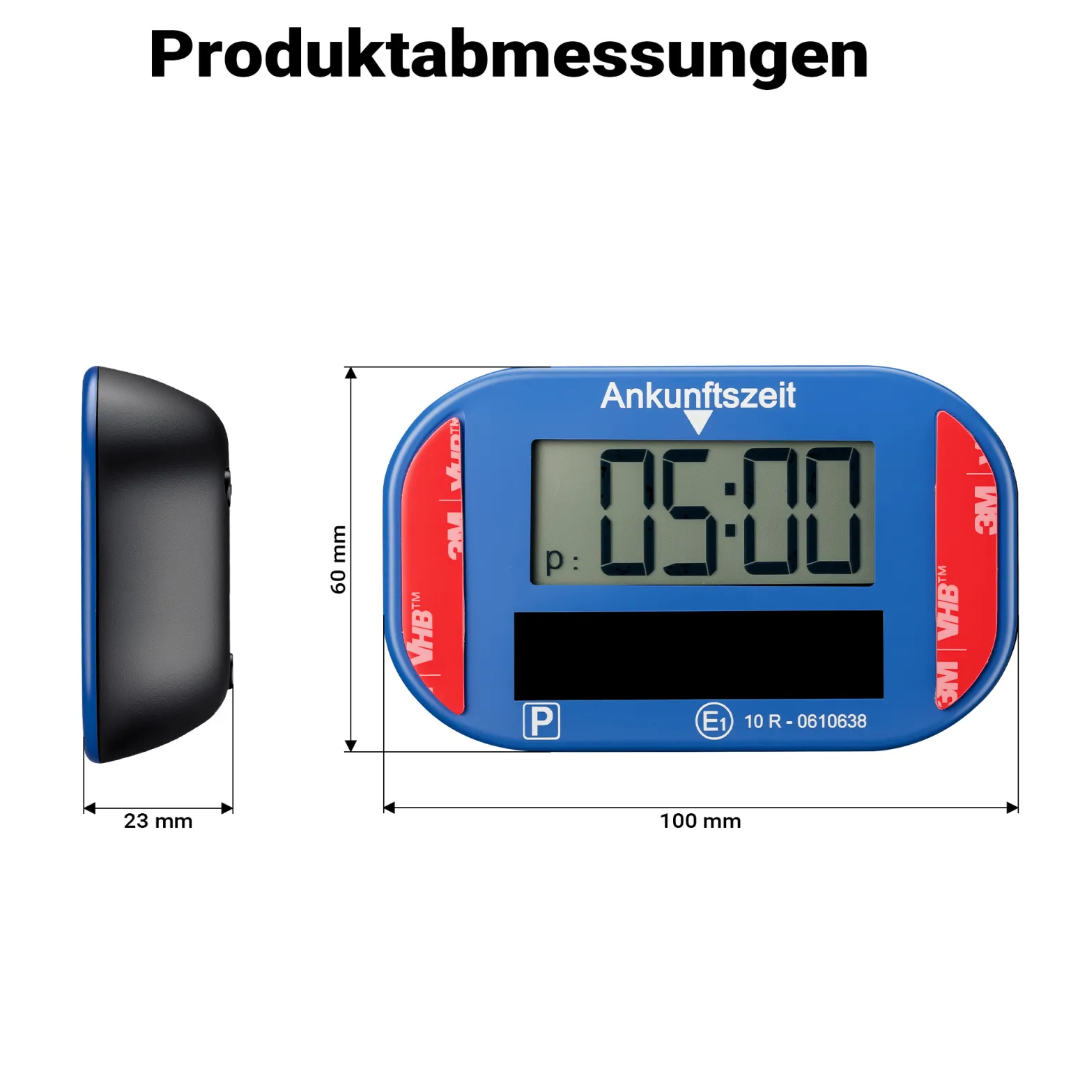 Wiltec Elektronische Parkscheibe mit Solarpanel – Digitale Parkuhr mit automatischer Zeitumschaltung und KBA-Zulassung