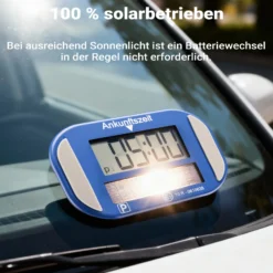 Wiltec Elektronische Parkscheibe mit Solarpanel – Digitale Parkuhr mit automatischer Zeitumschaltung und KBA-Zulassung
