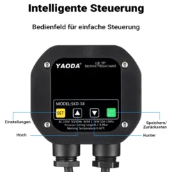 Wiltec elektronischer Druckschalter für Hauswasserwerk, Gartenpumpe, Wasserdruckschalter automatischer Start/Stopp, Wassermangelsicherung, Drucksensor