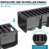 Wiltec Entwässerungsrinne 1 m mit Abdeckrost aus Gusseisen – 25 t Traglast – Ablaufrinne für Abwasser und Regenwasser – Abwasserrinne