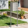 Wiltec 4er Briefkastenanlage Edelstahl 556 x 270 x 1500 mm, Standbriefkasten mit 4 Fächern, Schlüssel und Namensschild, Briefkasten Postkasten mit Ständer