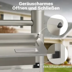 Wiltec 4er Briefkastenanlage Edelstahl 556 x 270 x 1500 mm, Standbriefkasten mit 4 Fächern, Schlüssel und Namensschild, Briefkasten Postkasten mit Ständer