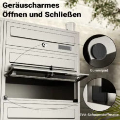 Wiltec 10er Briefkastenanlage Edelstahl 945 x 270 x 1500 mm, Standbriefkasten mit 2x5 Fächern, Schlüssel und Namensschild, Briefkasten Postkasten mit Ständer