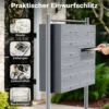 Wiltec 12er Briefkastenanlage silberfarben 945 x 270 x 1500 mm, Standbriefkasten mit 2x6 Fächern, Schlüssel und Namensschild, Briefkasten Postkasten mit Ständer