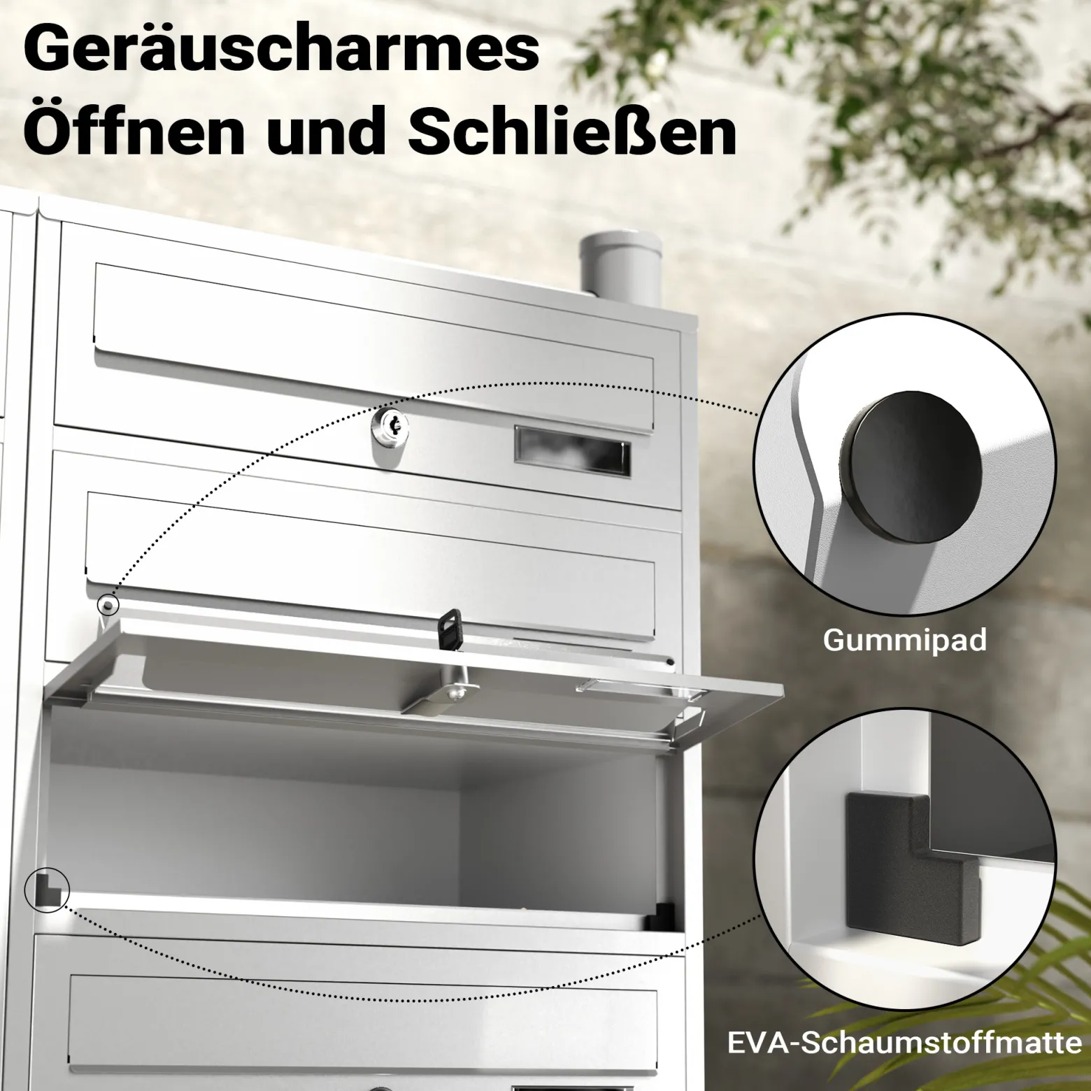 Wiltec 10er Briefkastenanlage weiß 945 x 270 x 1500 mm, Standbriefkasten mit 2x5 Fächern, Schlüssel und Namensschild, Briefkasten Postkasten mit Ständer