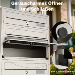 Wiltec 5er Briefkastenanlage Edelstahl 556 x 270 x 1500 mm, Standbriefkasten mit 5 Fächern, Schlüssel und Namensschild, Briefkasten Postkasten mit Ständer