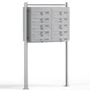 Wiltec 10er Briefkastenanlage silberfarben 945 x 270 x 1500 mm, Standbriefkasten mit 2x5 Fächern, Schlüssel und Namensschild, Briefkasten Postkasten mit Ständer