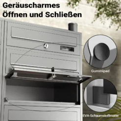 Wiltec 10er Briefkastenanlage silberfarben 945 x 270 x 1500 mm, Standbriefkasten mit 2x5 Fächern, Schlüssel und Namensschild, Briefkasten Postkasten mit Ständer