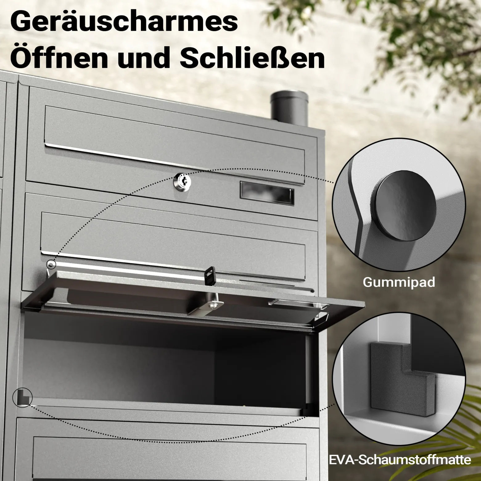 Wiltec 10er Briefkastenanlage silberfarben 945 x 270 x 1500 mm, Standbriefkasten mit 2x5 Fächern, Schlüssel und Namensschild, Briefkasten Postkasten mit Ständer
