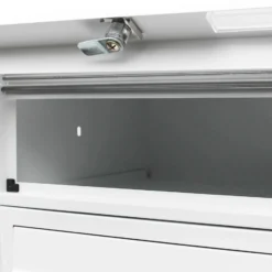 Wiltec 4er Briefkastenanlage weiß 270 x 513 x 1500 mm, Standbriefkasten mit 3 Fächern, Schlüssel und Namensschild, Briefkasten Postkasten mit Ständer