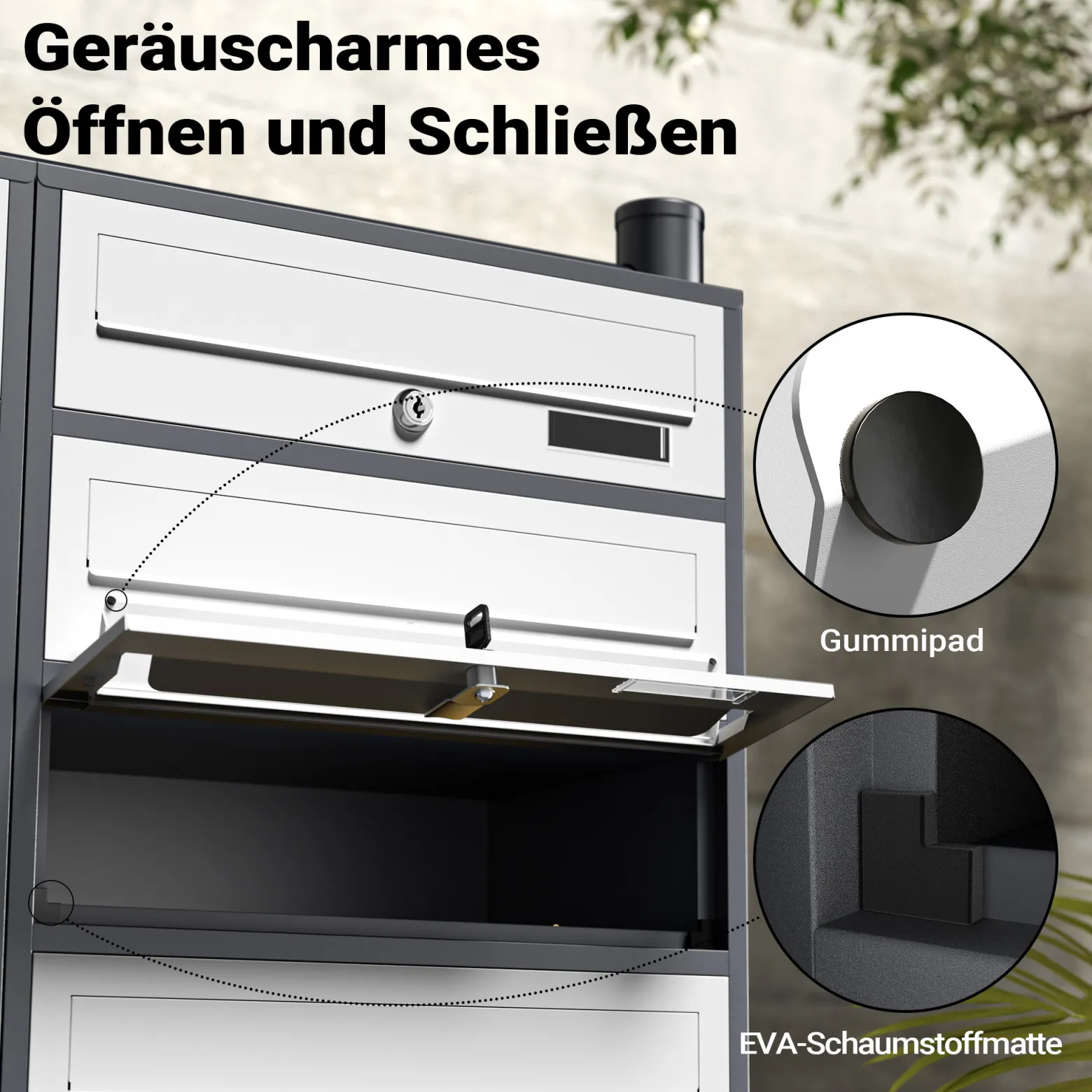 Wiltec 10er Briefkastenanlage Weiß/Anthrazit 945 x 270 x 1500 mm, Standbriefkasten mit 2x5 Fächern, Schlüssel und Namensschild, Briefkasten Postkasten mit Ständer