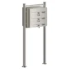 Wiltec 3er Briefkastenanlage Edelstahl 556 x 270 x 1200 mm, Standbriefkasten mit 3 Fächern, Schlüssel und Namensschild, Briefkasten Postkasten mit Ständer